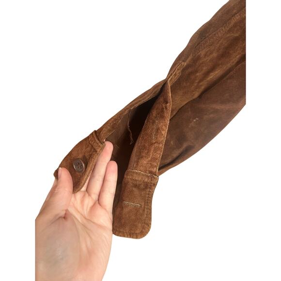 Vintage Lauren Ralph Lauren Brown Suede Leather Short Jacket Large - Picture 8 of 8